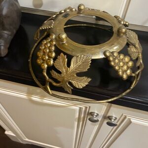 Brass  Grape vintage solid brass footed bowl holder. No bowl. Use your own